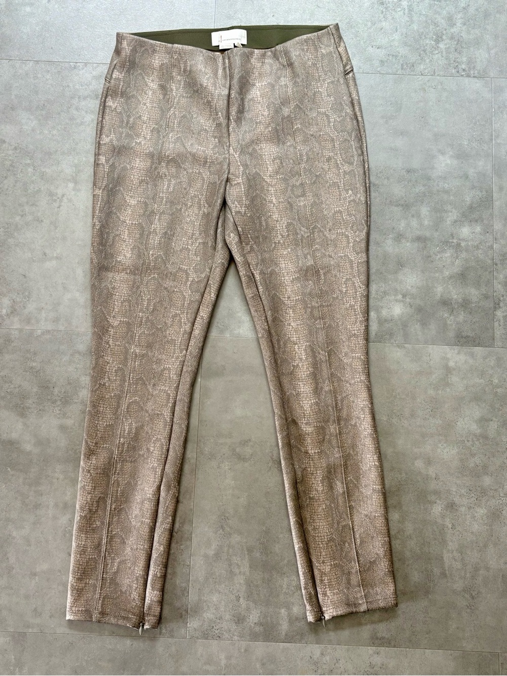 Anthropologie Taupe Snake-Print Skinny Pants